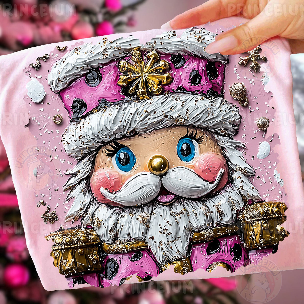 Pink Textured Santa
