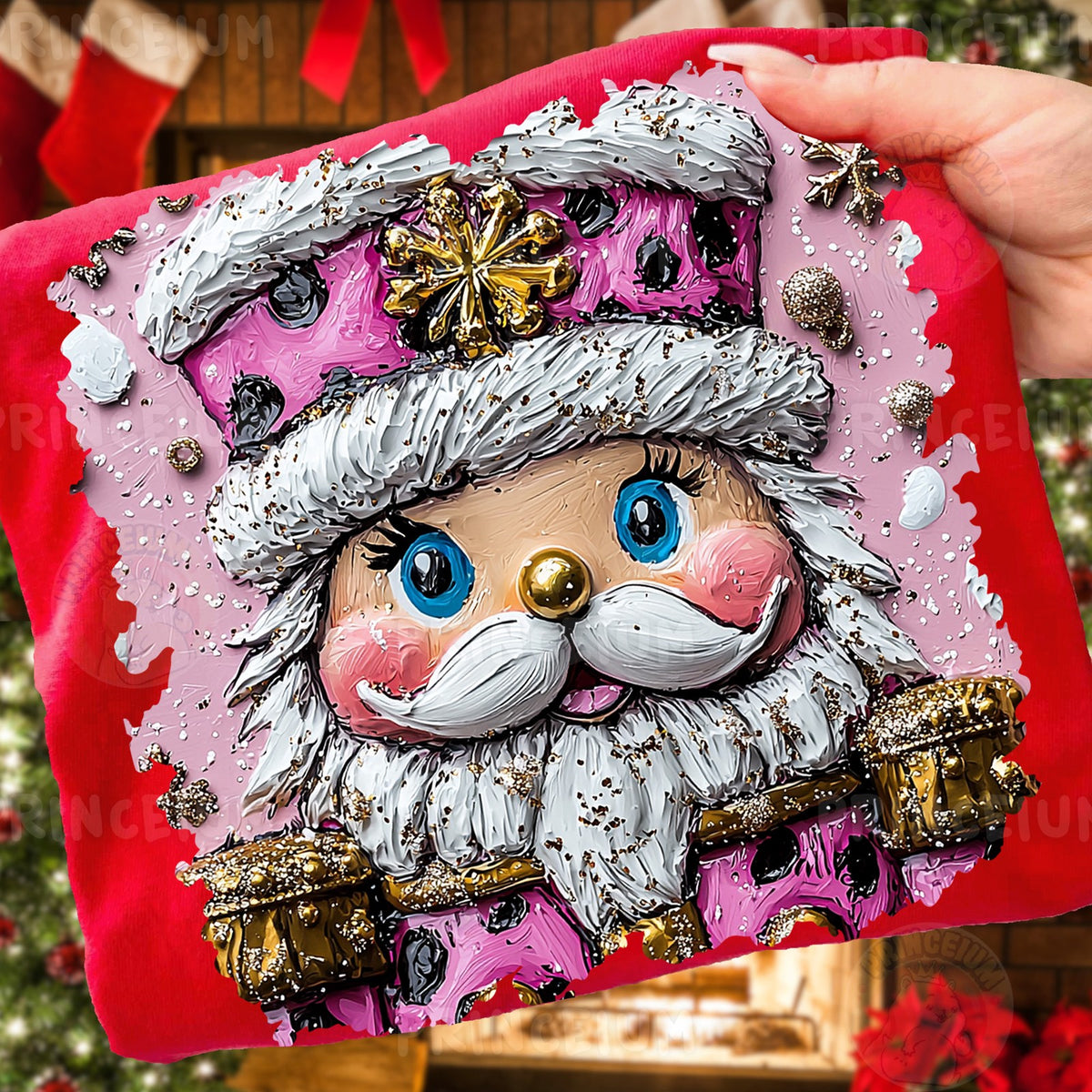 Pink Textured Santa