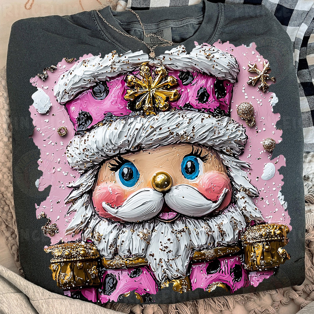 Pink Textured Santa