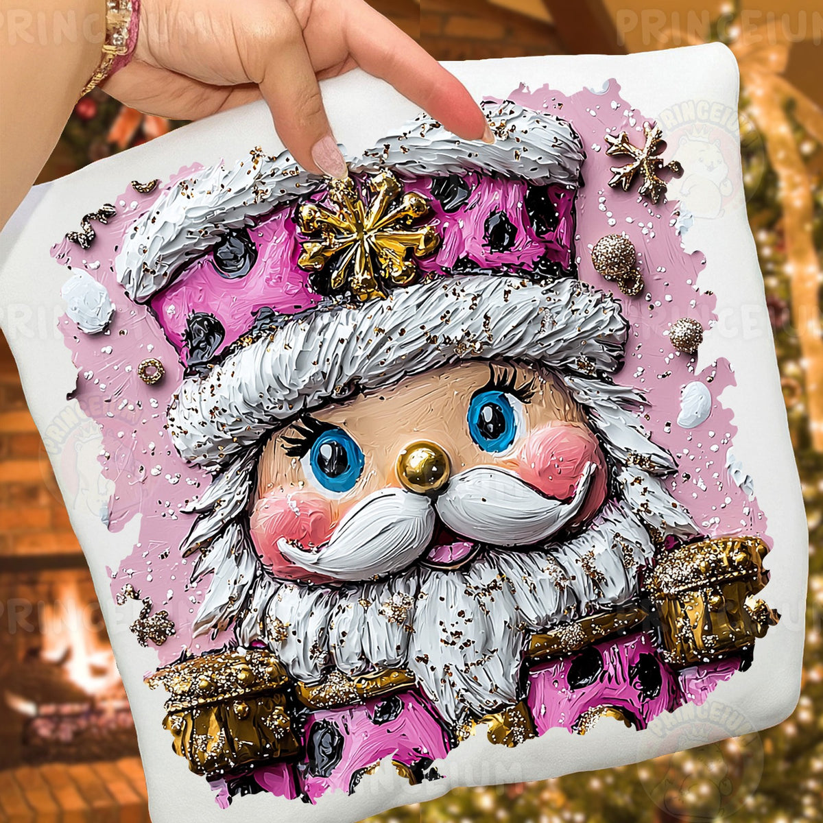 Pink Textured Santa