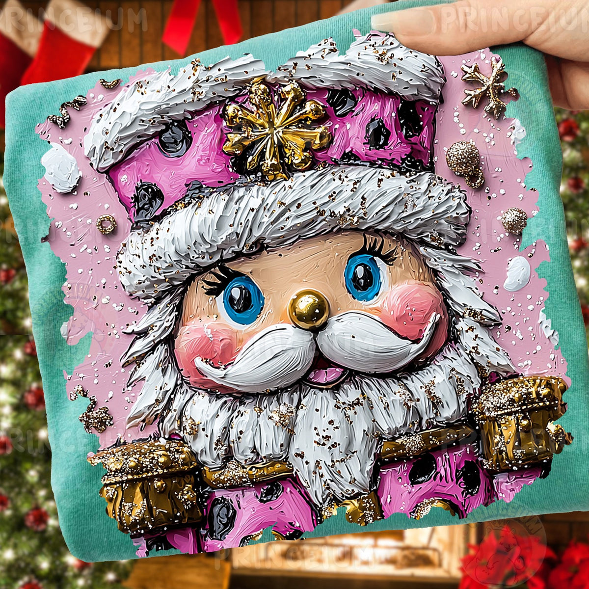 Pink Textured Santa