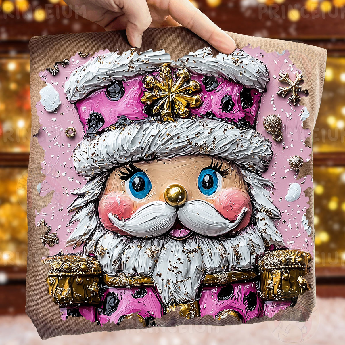 Pink Textured Santa