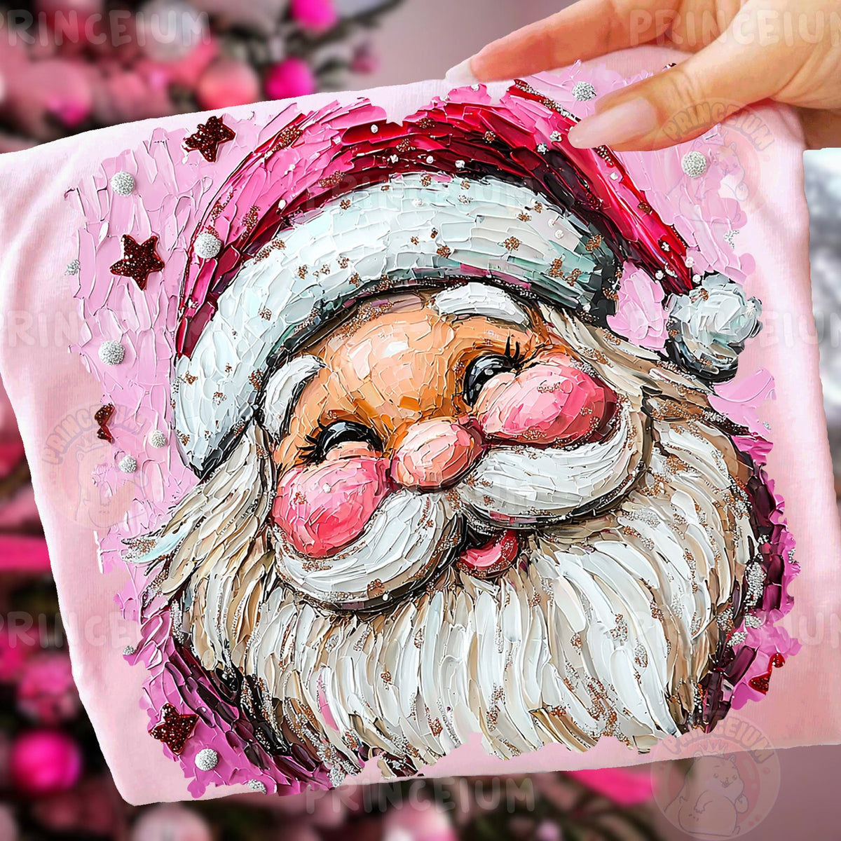 Pink Painterly Santa