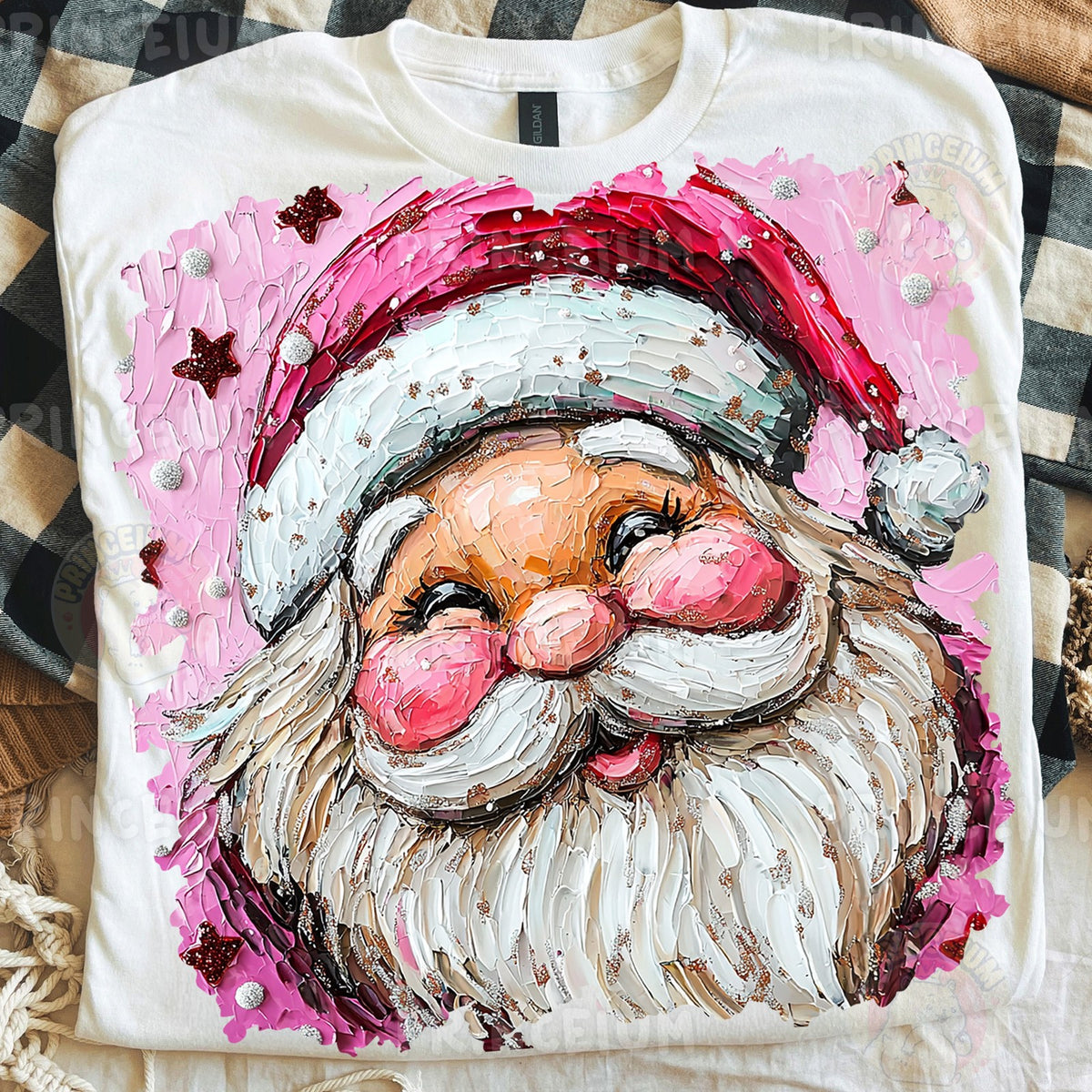 Pink Painterly Santa