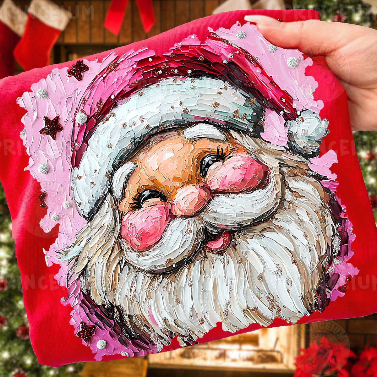 Pink Painterly Santa