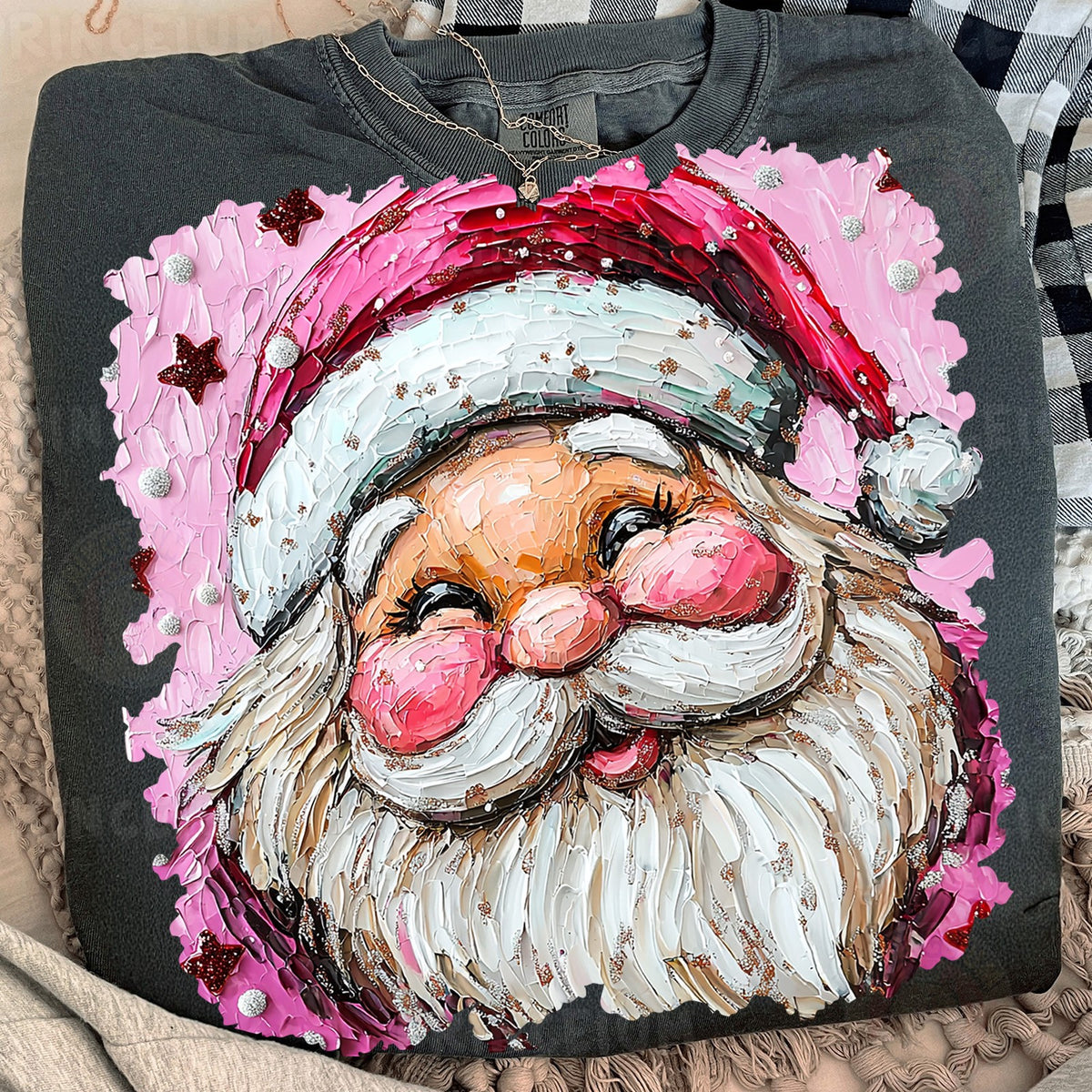 Pink Painterly Santa