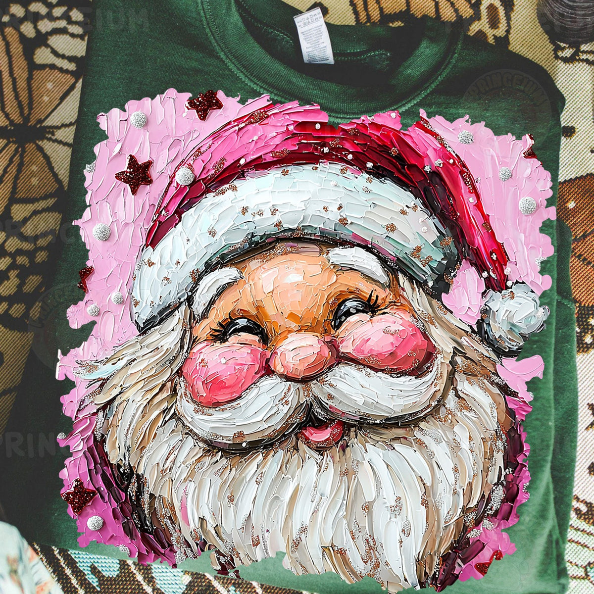 Pink Painterly Santa