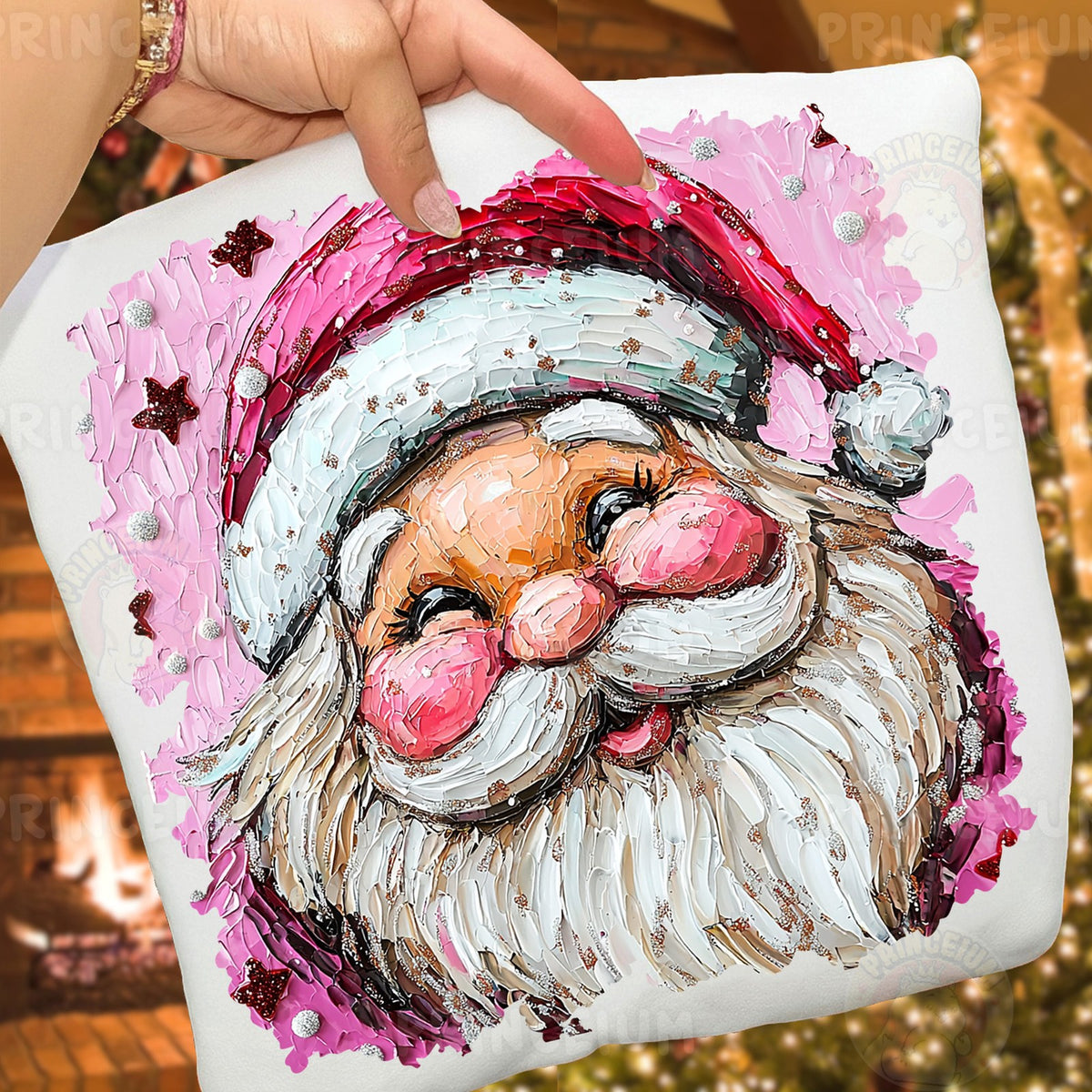 Pink Painterly Santa