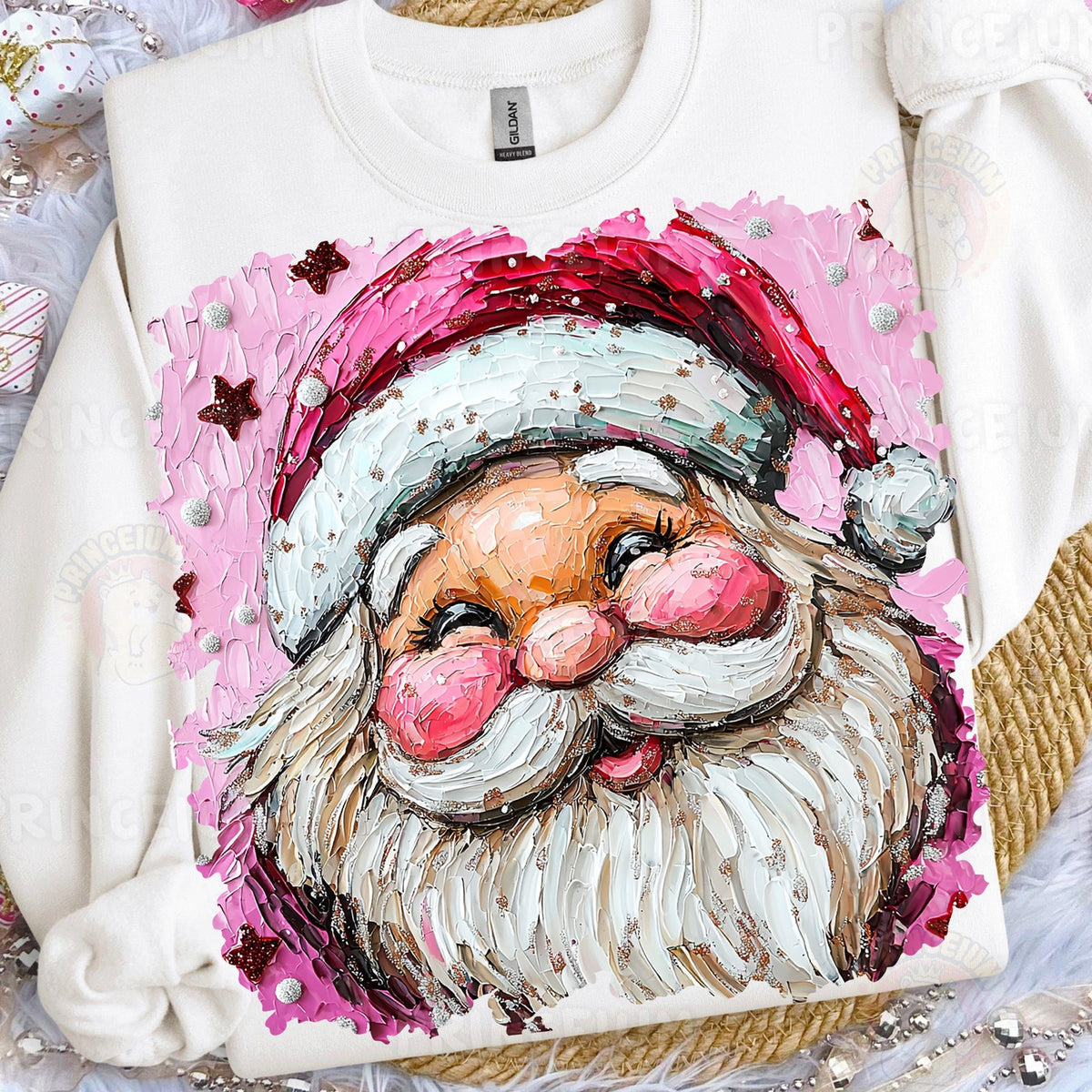 Pink Painterly Santa