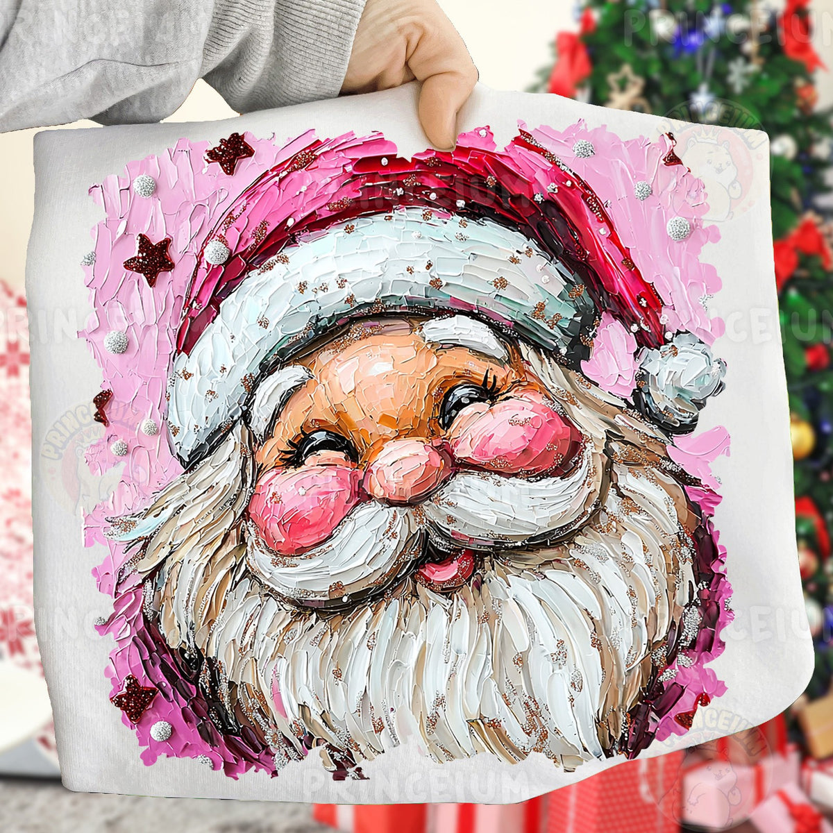 Pink Painterly Santa