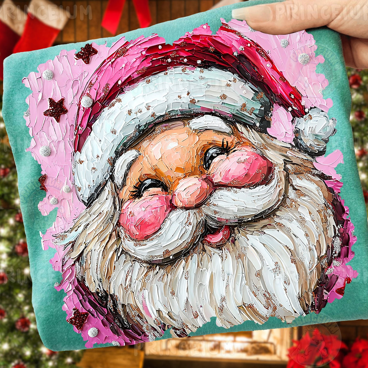 Pink Painterly Santa