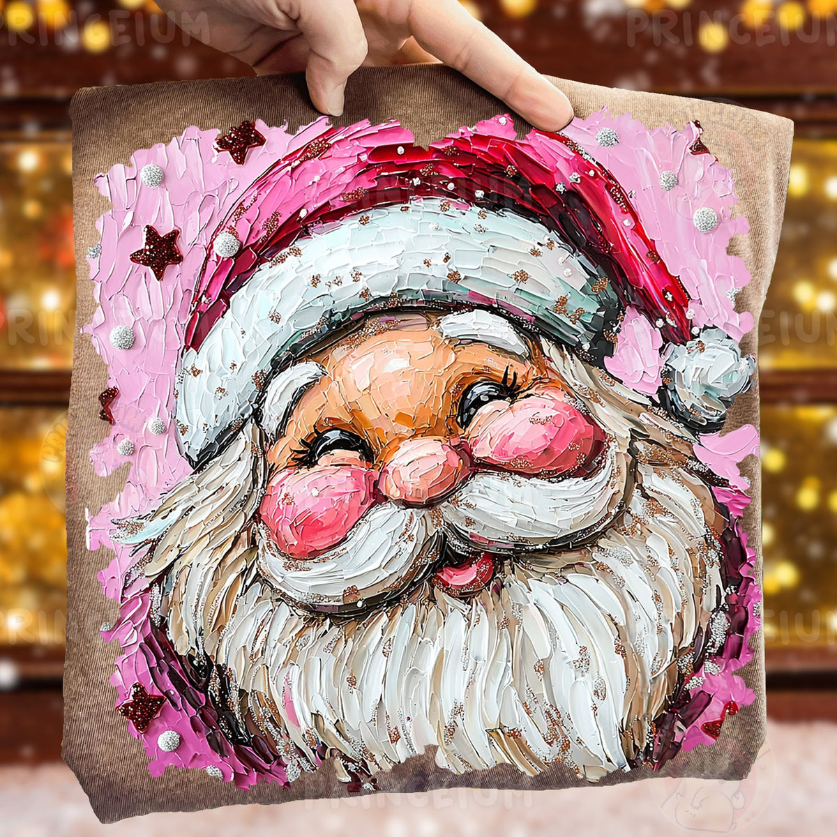 Pink Painterly Santa