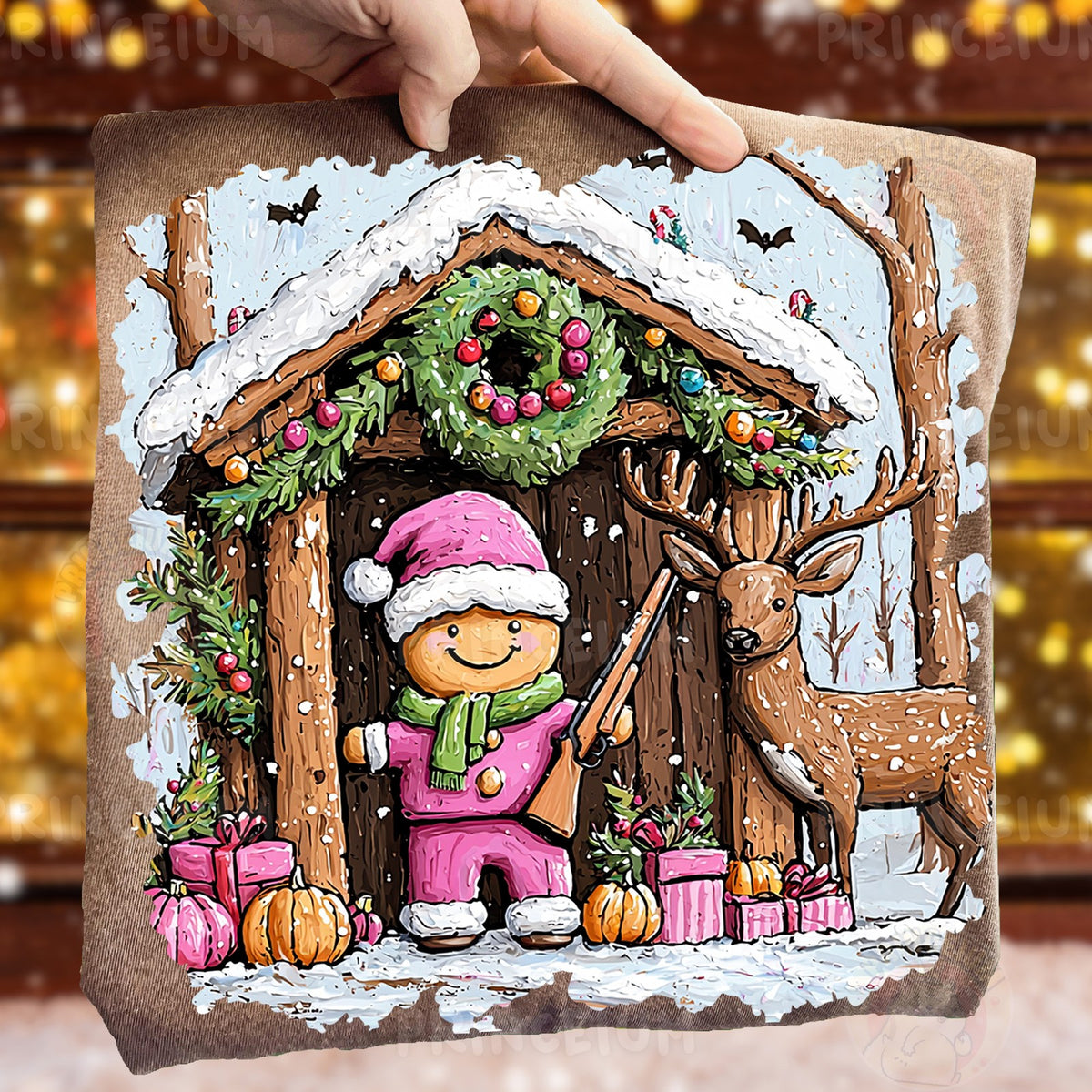 Gingerbread Cabin Christmas Deer