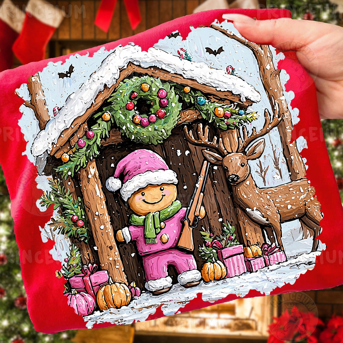 Gingerbread Cabin Christmas Deer