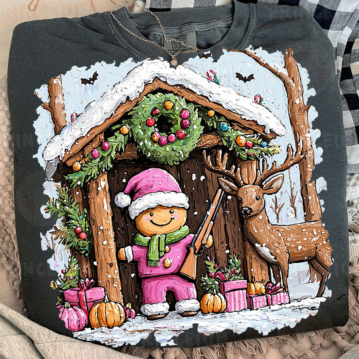 Gingerbread Cabin Christmas Deer