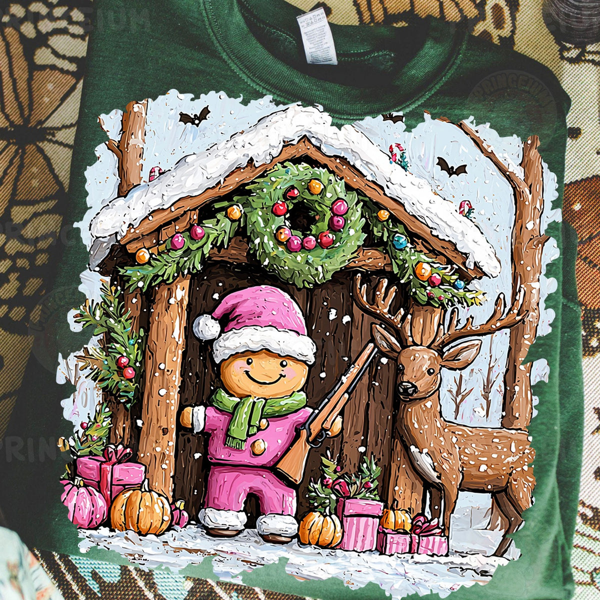 Gingerbread Cabin Christmas Deer