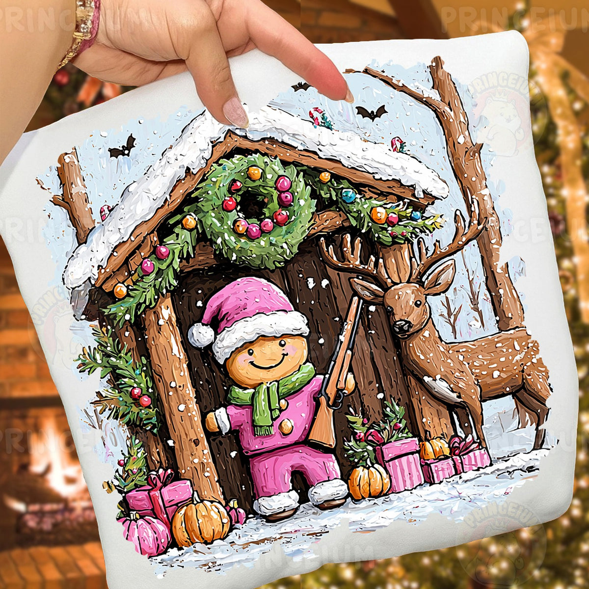 Gingerbread Cabin Christmas Deer