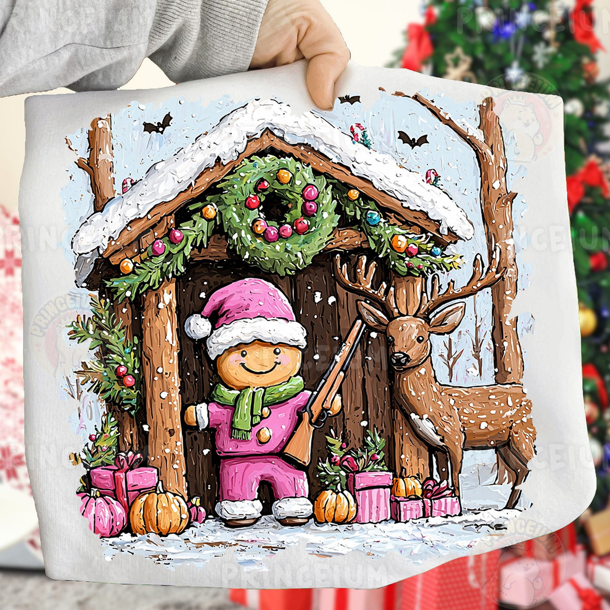 Gingerbread Cabin Christmas Deer