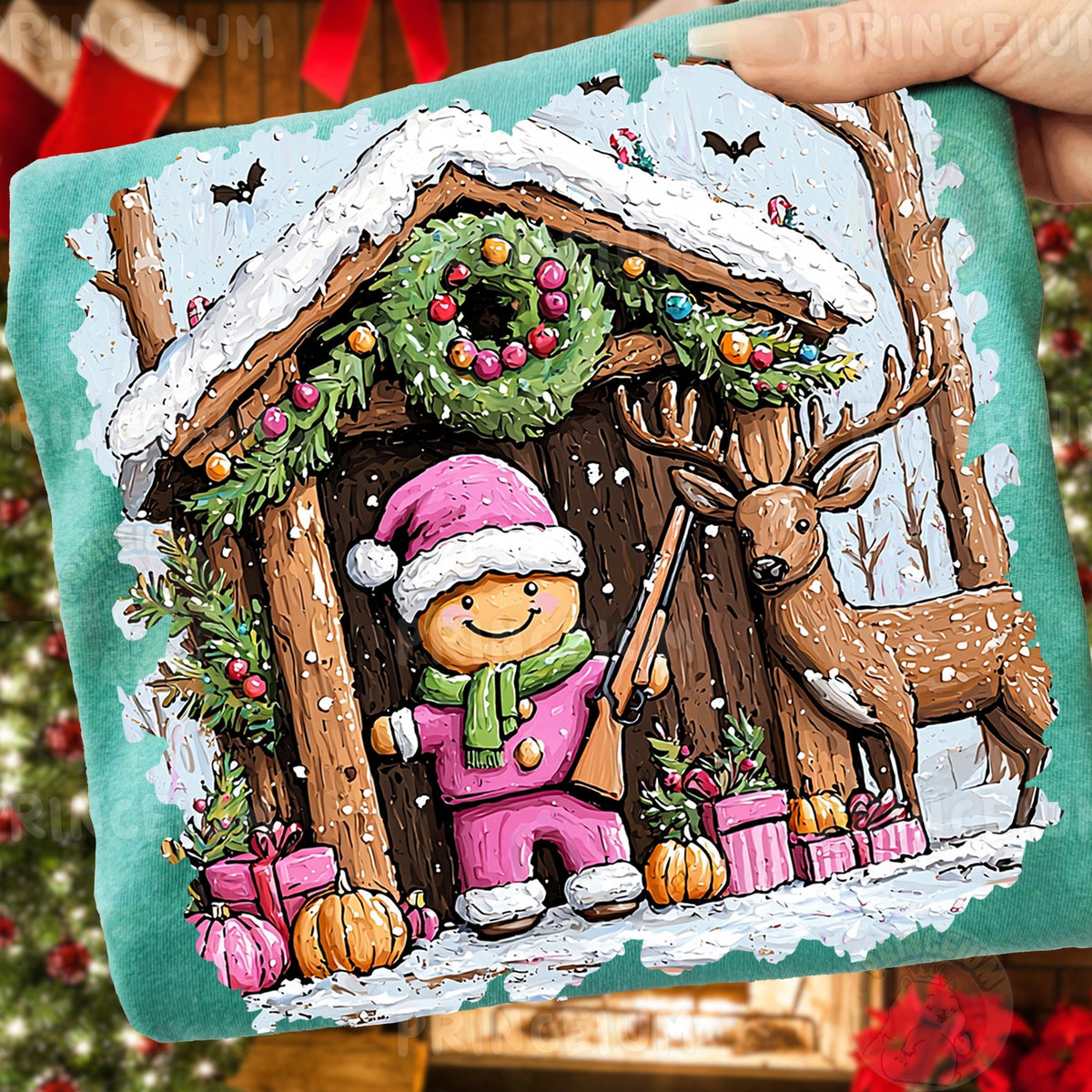 Gingerbread Cabin Christmas Deer