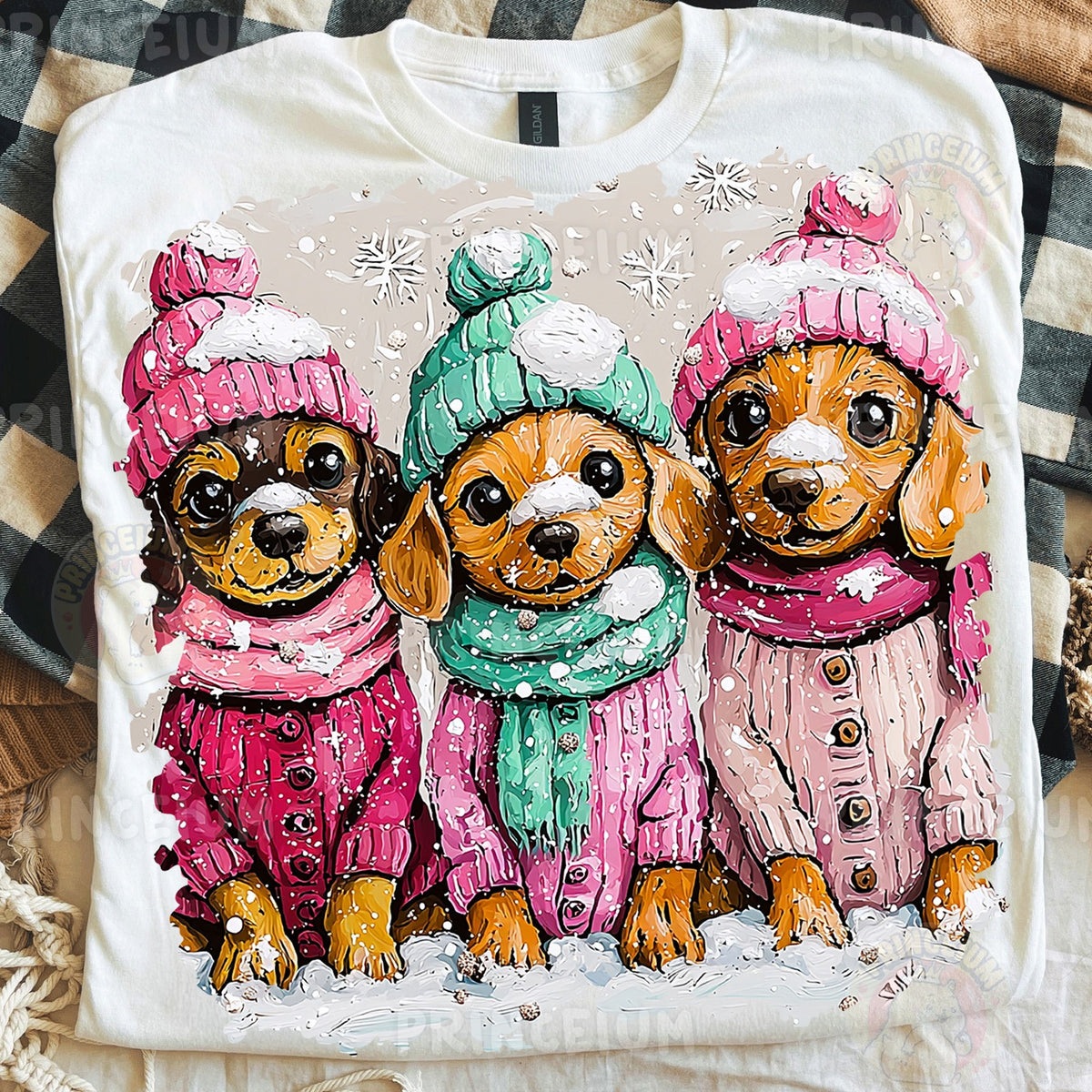 Winter Puppies in Knit Sweaters