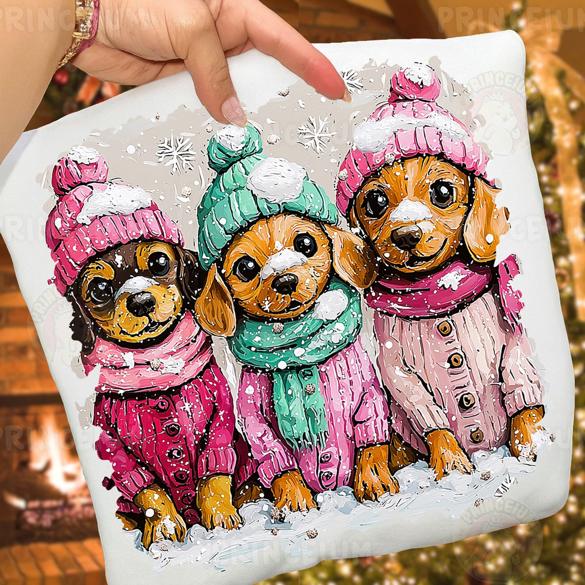 Winter Puppies in Knit Sweaters