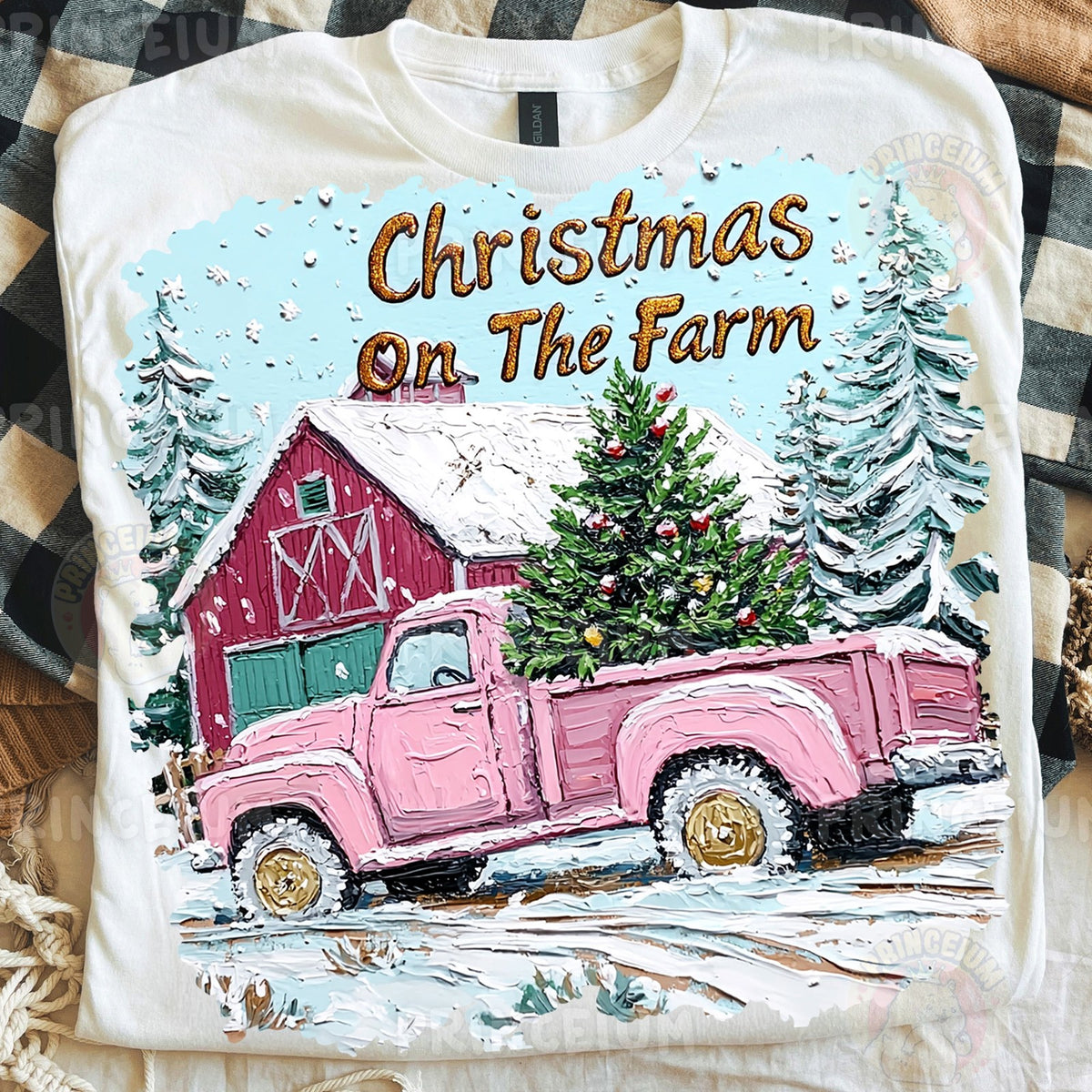 Christmas On The Farm Pink Truck