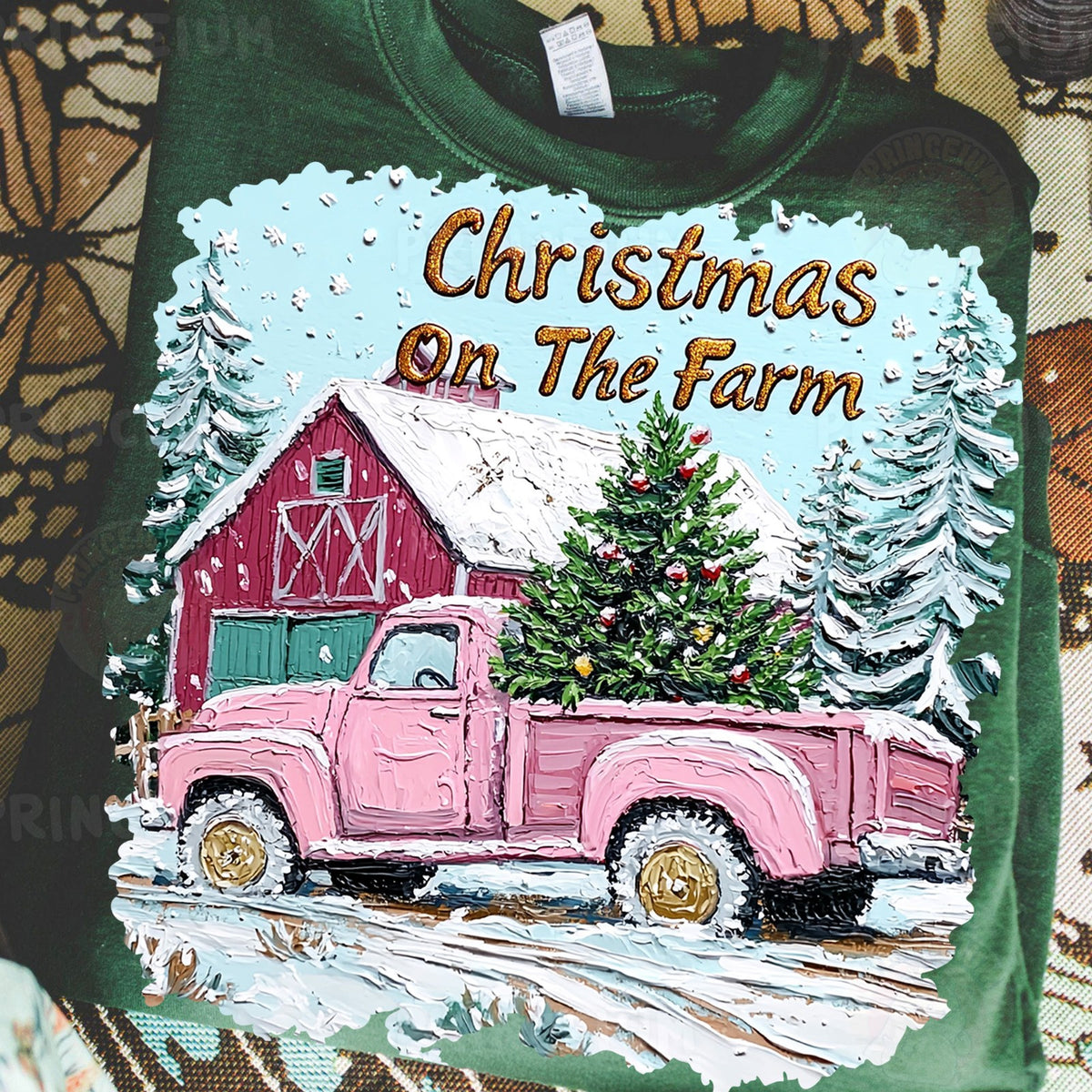 Christmas On The Farm Pink Truck