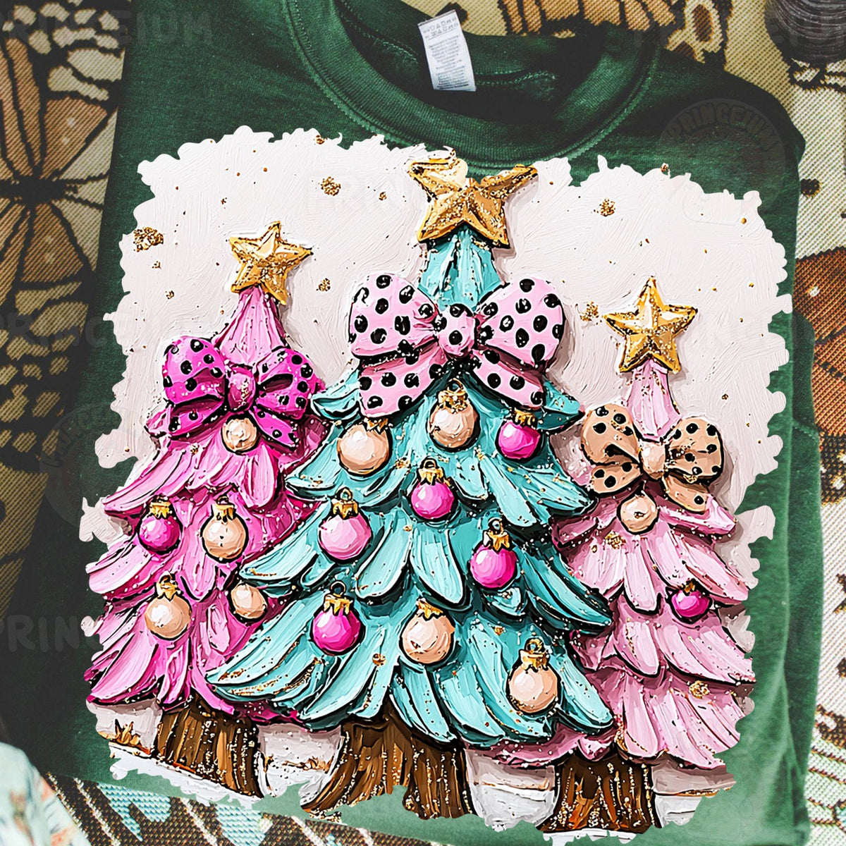 Pastel Painted Christmas Trees