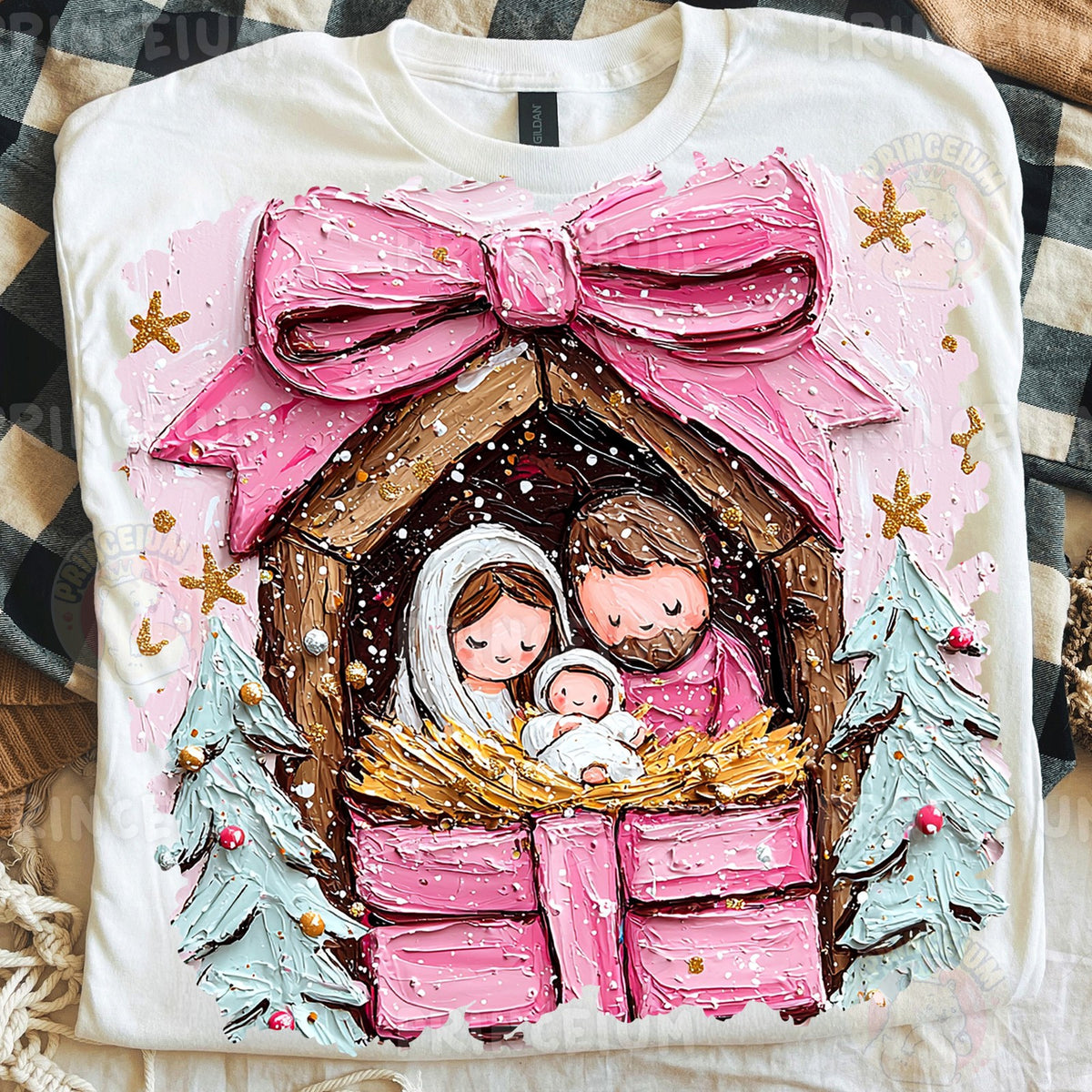 Pink Bow Nativity