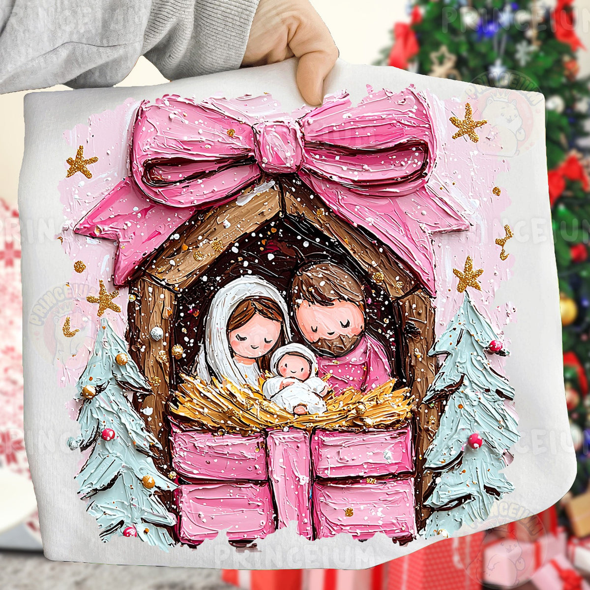 Pink Bow Nativity
