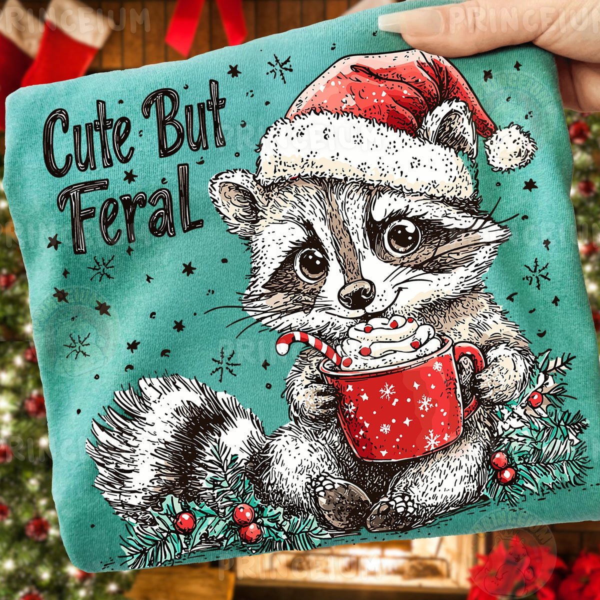 Cute But Feral Christmas Raccoon