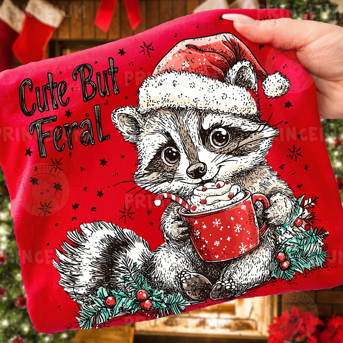 Cute But Feral Christmas Raccoon