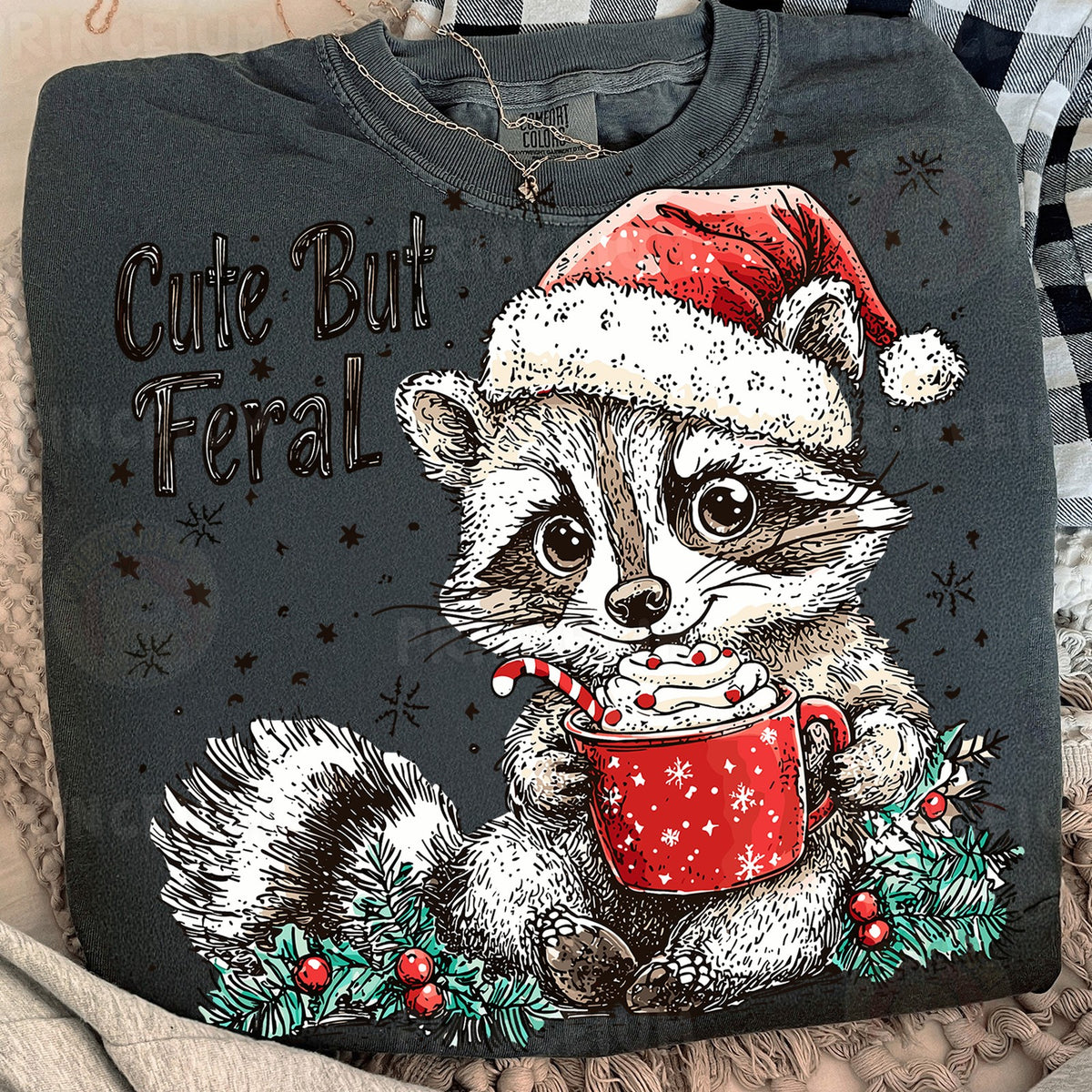 Cute But Feral Christmas Raccoon