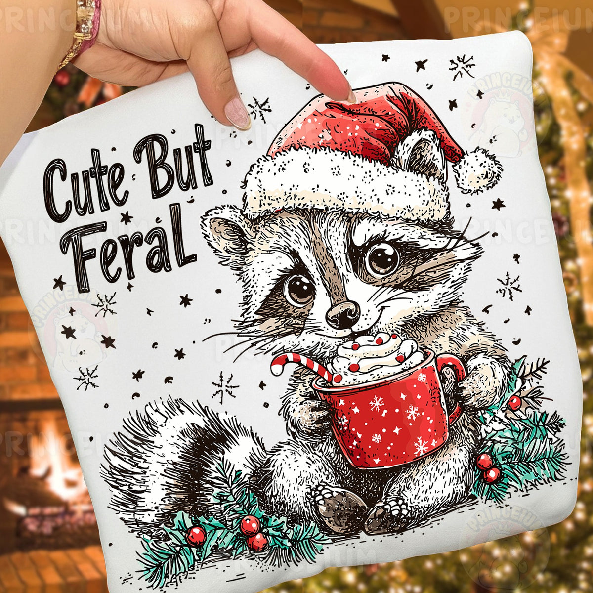 Cute But Feral Christmas Raccoon