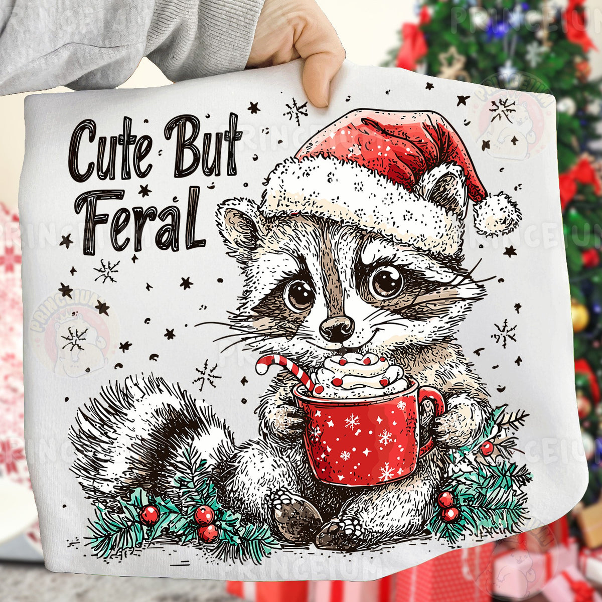 Cute But Feral Christmas Raccoon