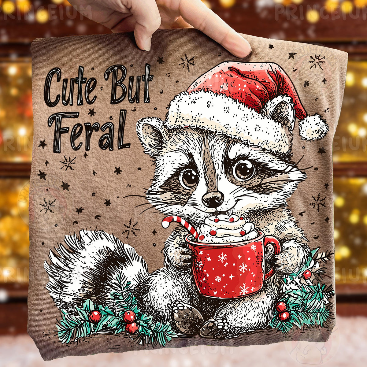Cute But Feral Christmas Raccoon