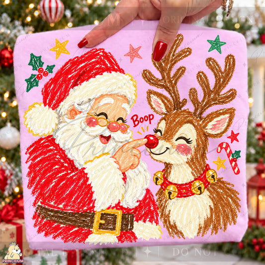 Santa & Reindeer Nose Boop Christmas PNG Cute Holiday Design | Digital Download