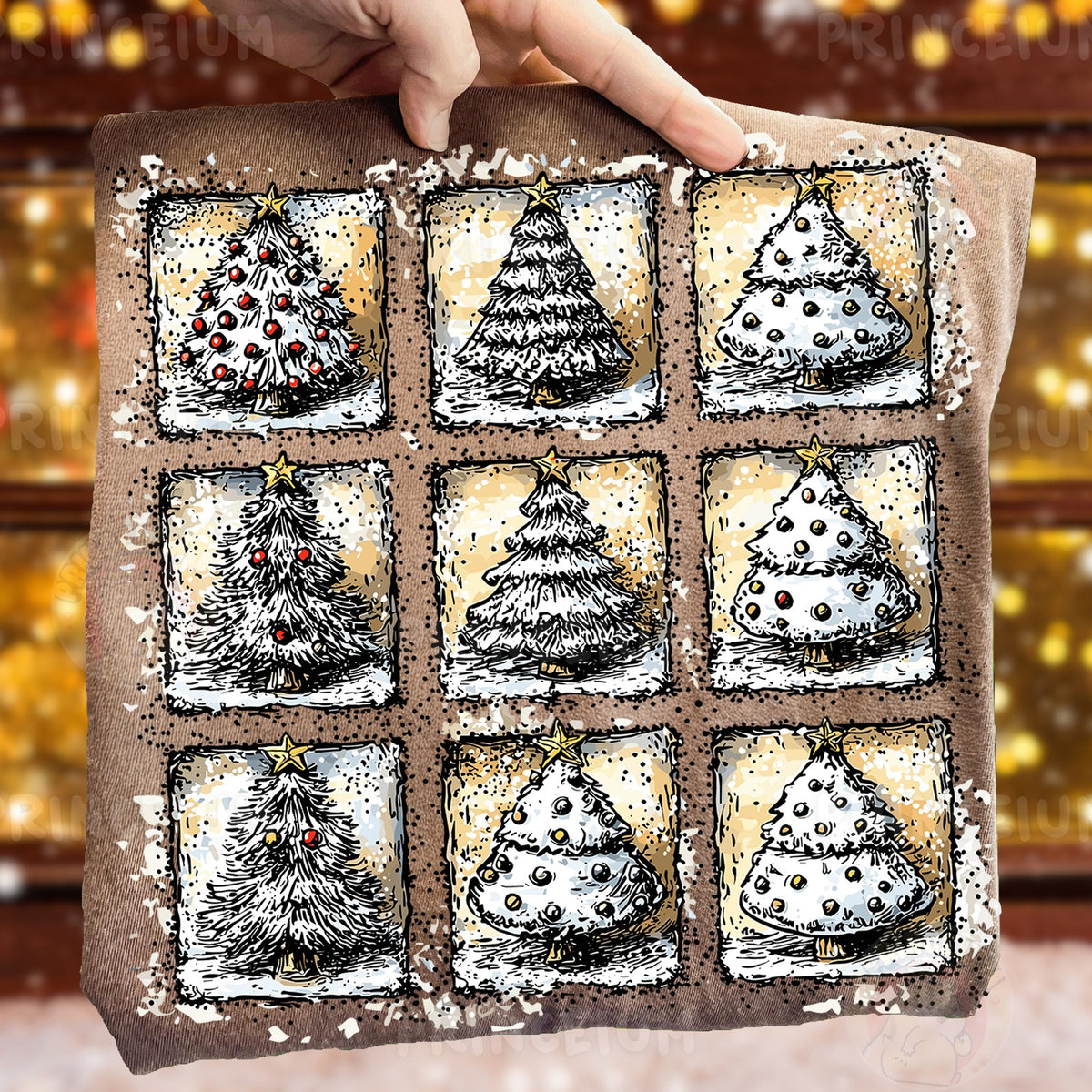 Vintage Christmas Tree Grid