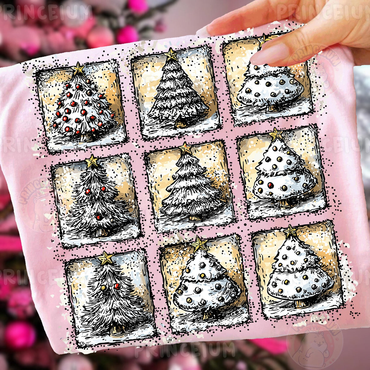 Vintage Christmas Tree Grid