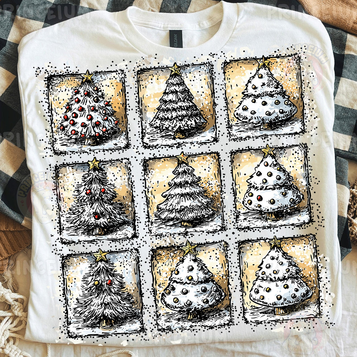 Vintage Christmas Tree Grid