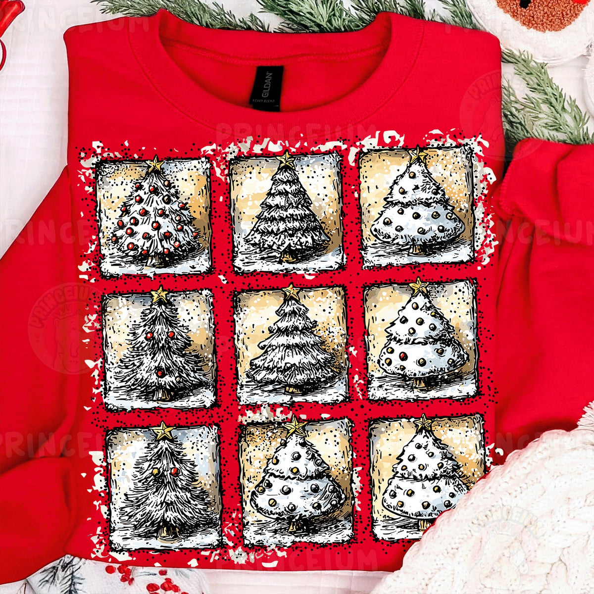 Vintage Christmas Tree Grid