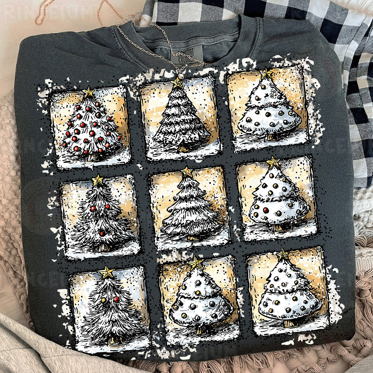 Vintage Christmas Tree Grid