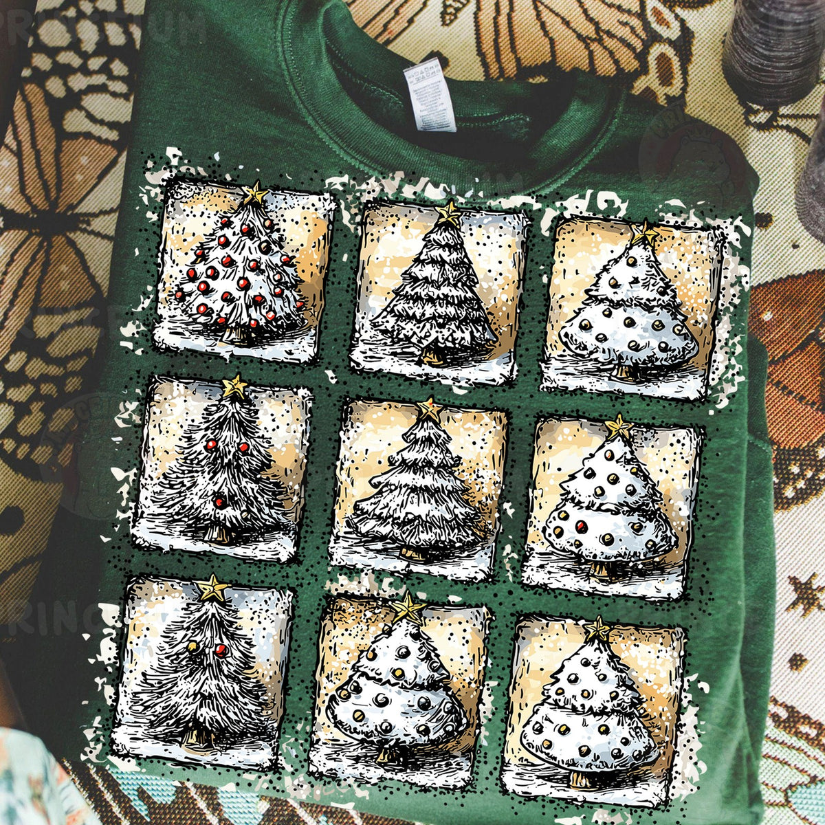Vintage Christmas Tree Grid