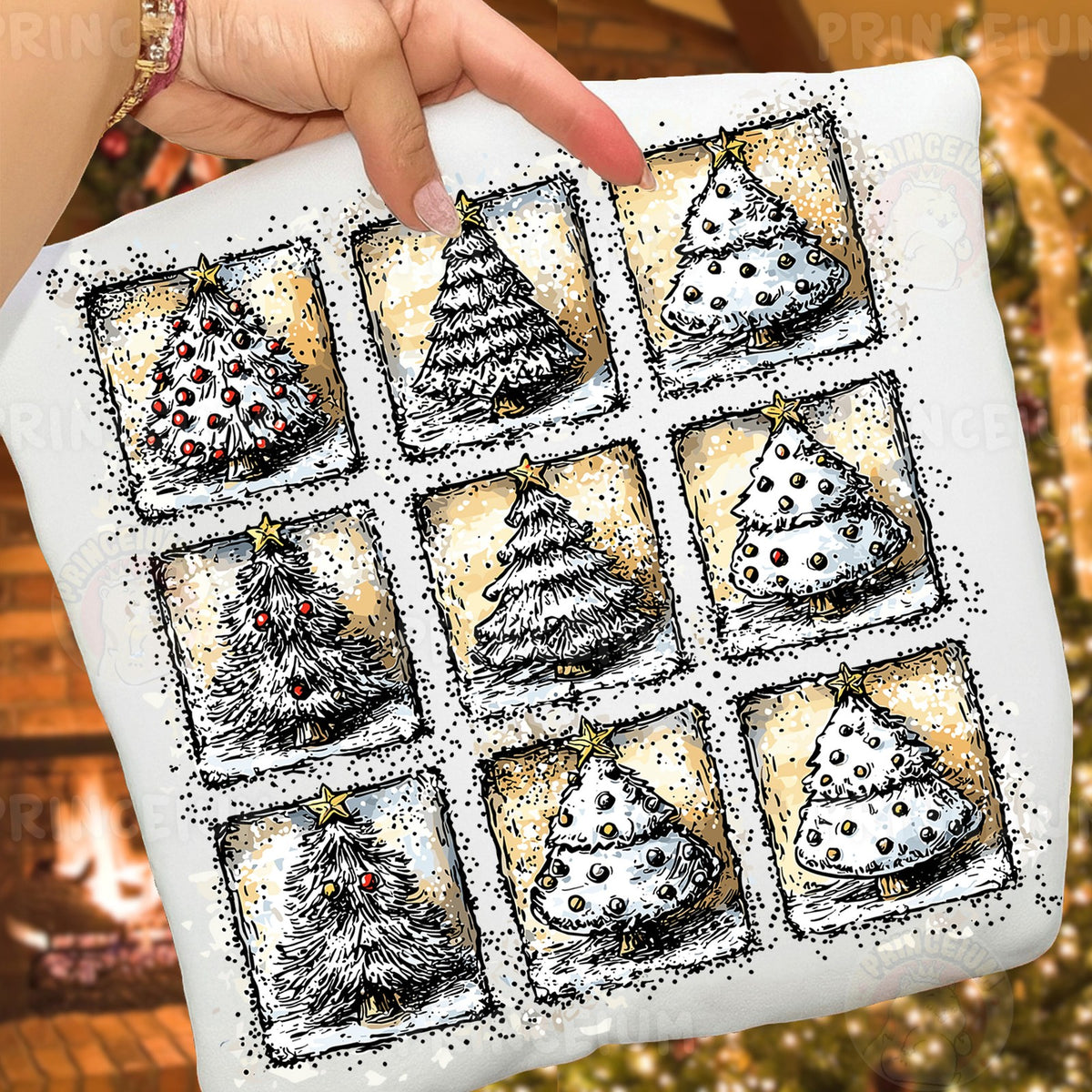 Vintage Christmas Tree Grid