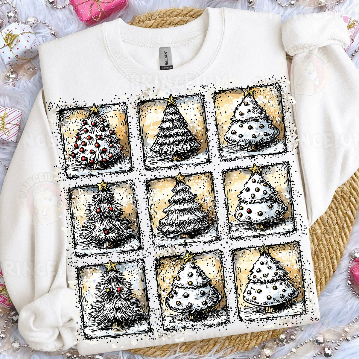 Vintage Christmas Tree Grid