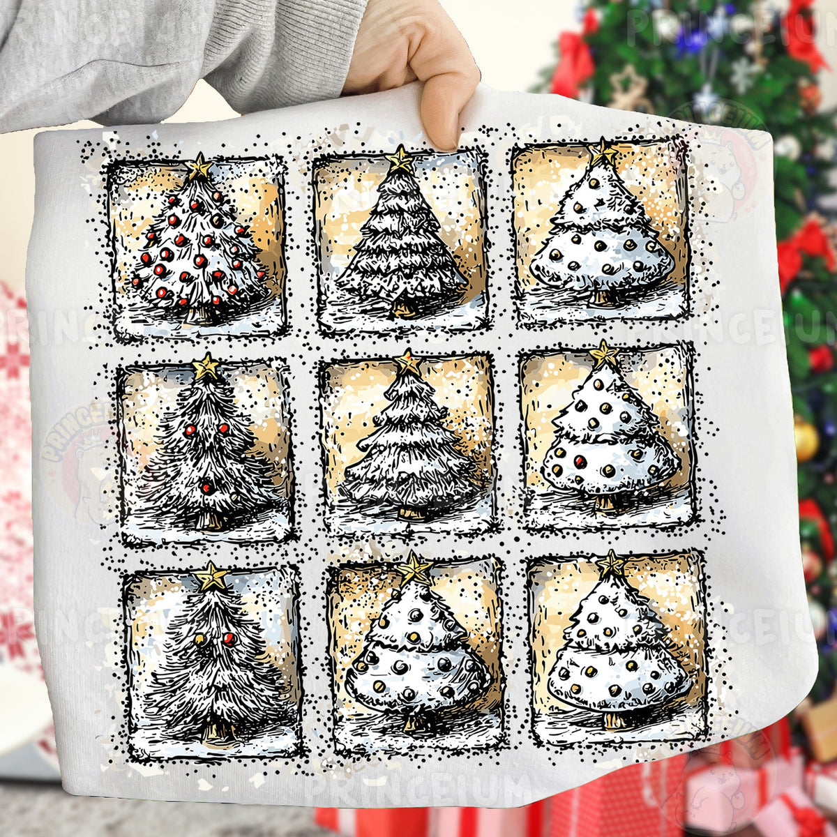 Vintage Christmas Tree Grid