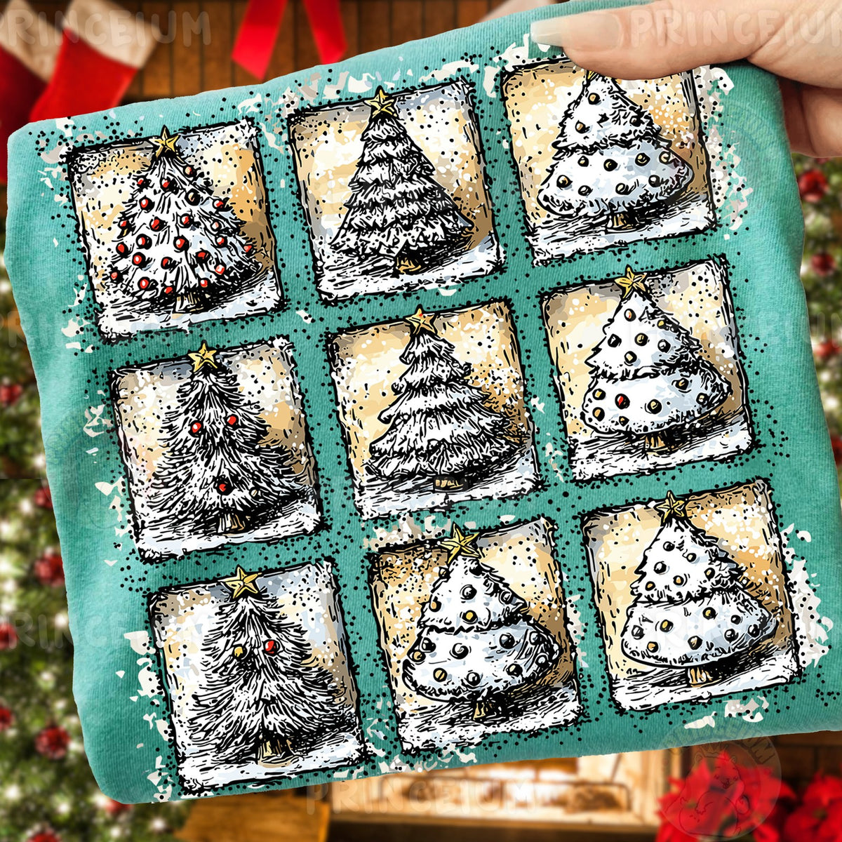 Vintage Christmas Tree Grid
