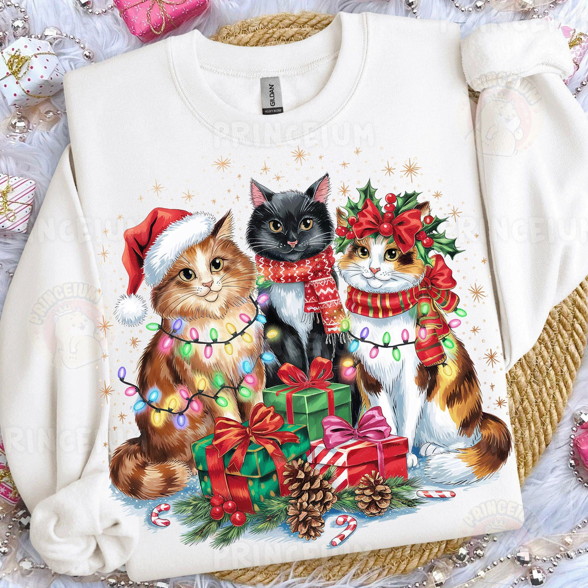 Christmas Cats with Lights