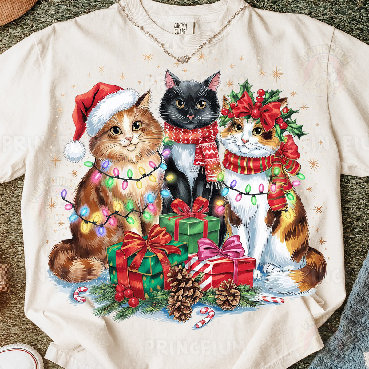 Christmas Cats with Lights