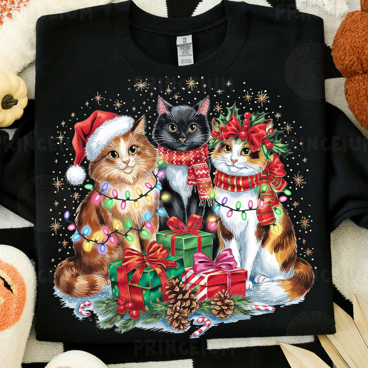 Christmas Cats with Lights